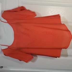 A.N.A LIGHTWEIGHT HANKERCHIEF STYLE OFF-SHOULDER LARGE ORANGE TOP
